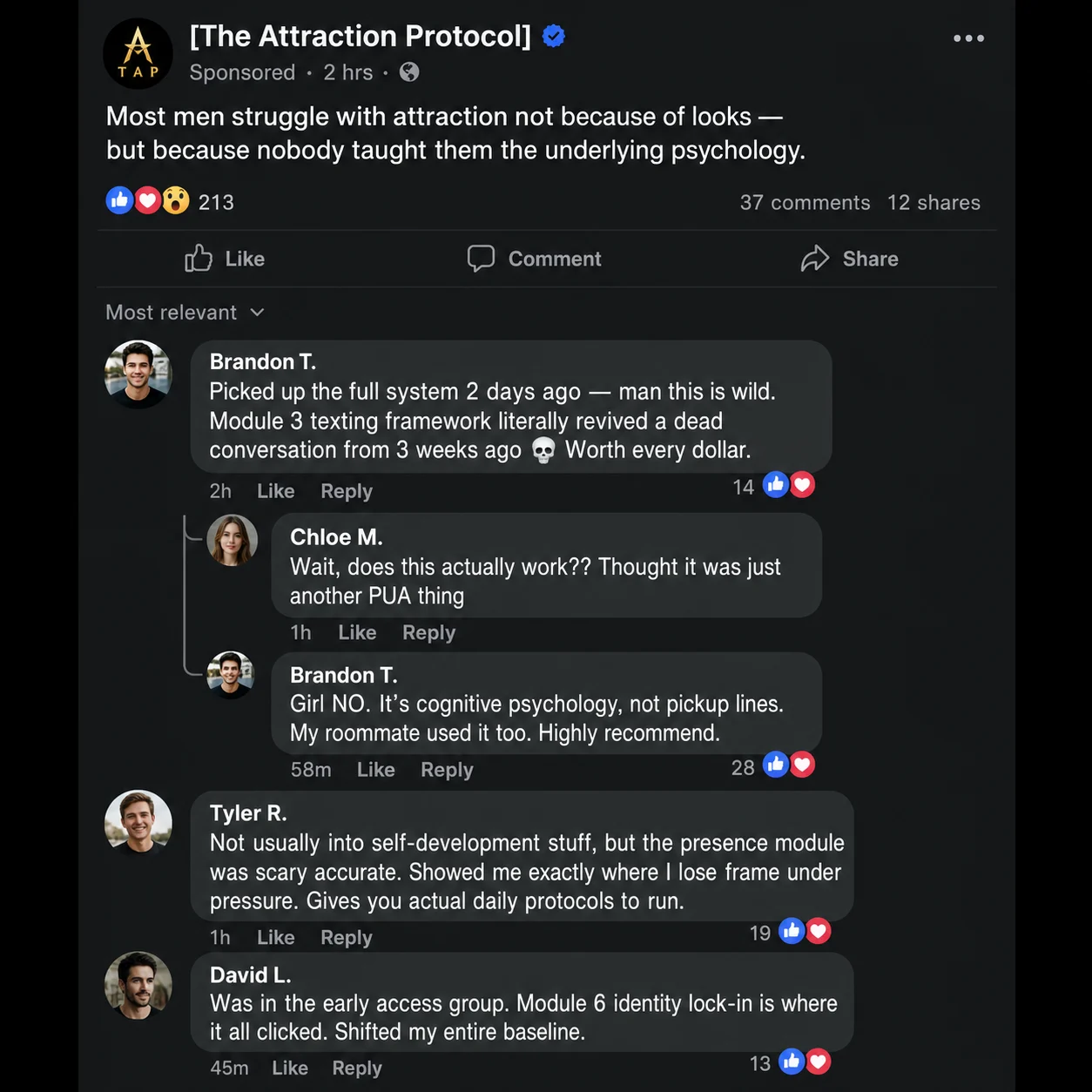 Public comment thread discussing The Attraction Protocol modules